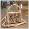 Light Luxury New Leather Fashionable Rhinestone Retro Clip Niche Handbag