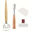 Bread Cutter Wooden Handle Bread Lame Slashing Tool With 5 Razor Blades Leather Cover Curved Dough Scoring Knife Baking Tool