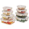 AILTEC Heat Resistant Glass Storage Set of 8 Glass Airtight Microwave Oven Dishwasher BPA with Square Containers, Tupperware, Containers, Safe,