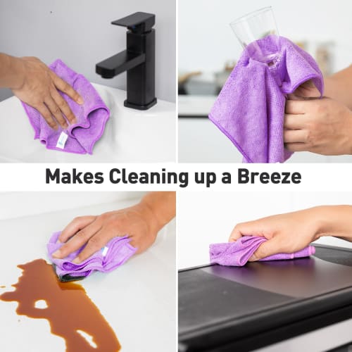 WEAWE Microfiber Cloths, Absorbent, Quick-Drying, Multi-Purpose Towels, 12-Piece Set, 33x33cm, Purple