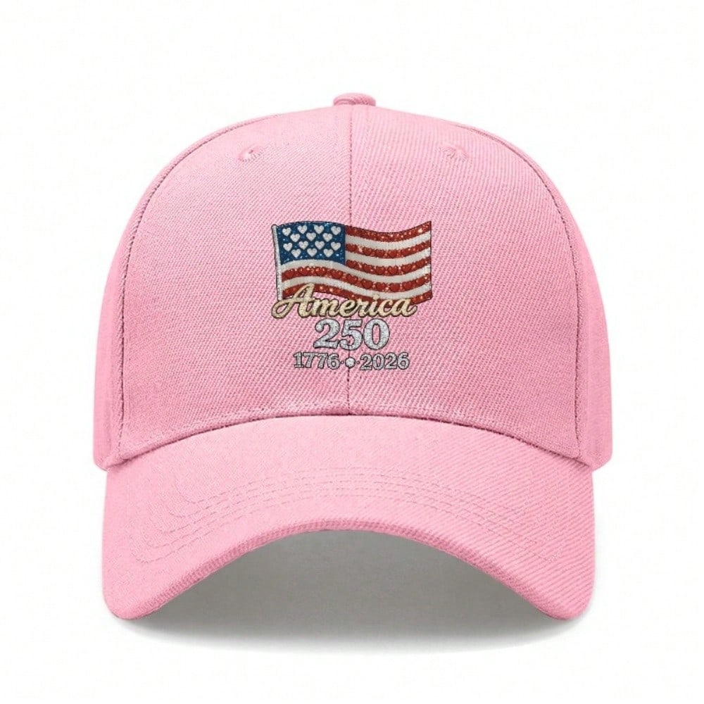 [Patriotic Baseball Cap] 250Th Anniversary Unisex Letter "America 250" Print Black Polyester Adjustable Breathable Curved Brim Casual Outdoor Sports