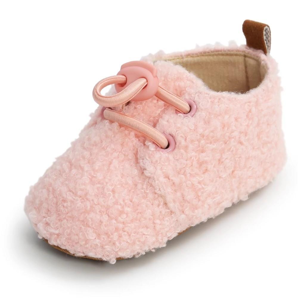 Cashmere Lining Baby Booties Fluff Material Infant Crib Shoes Soft Soft Sole Shoes Newborn Wear