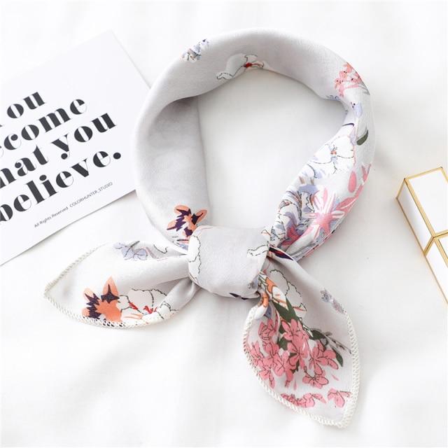 New Silk Scarf Square Women Fashion Dot Plaid Print Neckerchief Ladies Work Scarves Small Winter Foulard Bandana Hair Tie Band