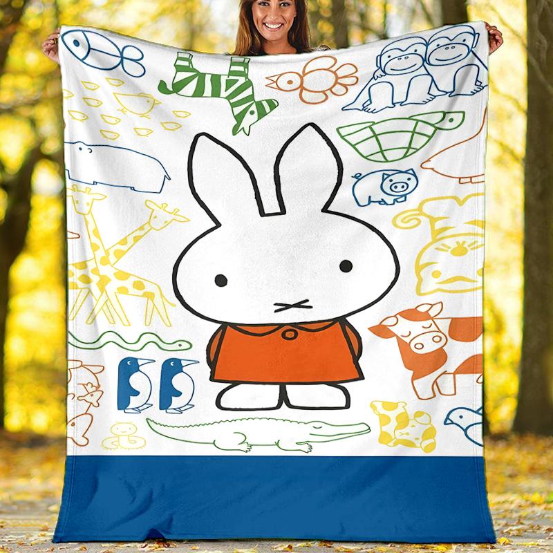 Miffy printed blanket—lightweight,soft,warm;versatile blanket all seasons—perfect as &air-conditioning throw,nap blanket