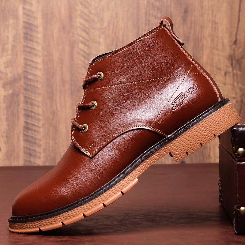 Модные мужские ботинки, зимние теплые мужские ботинки, универсальные мужские кожаные ботинки на шнуровке, деловые ботинки по щиколотку, обувь большого размера fgv5
