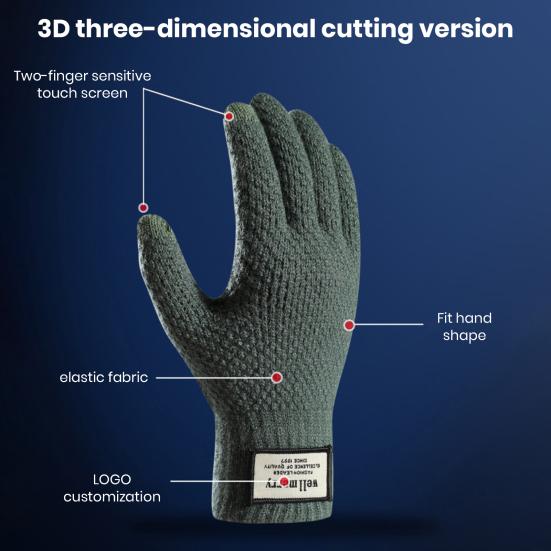 1 пара перчаток трикотажные эластичные перчатки с длинными пальцами, утолщенные однотонные перчатки для сенсорного экрана с отличным трением, морозостойкие велосипедные перчатки для кемпинга