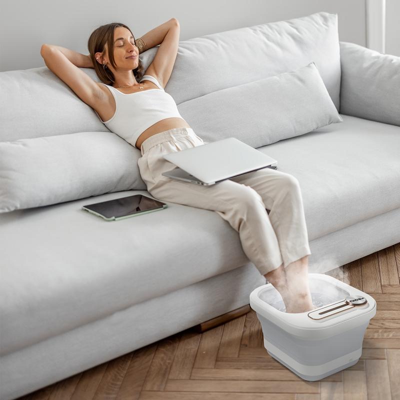 Складная гидромассажная ванна для ног с подогревом и массажными роликами, набор для педикюра ног, гидромассажная ванна для ног с контролем температуры, ванна для ног