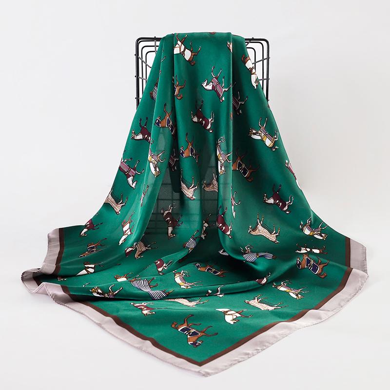 Luxury Horse Print Female Silk Neck Scarf Square Hair Scarves Foulard Head Band Shawls Wraps Neckerchief Bandana Women