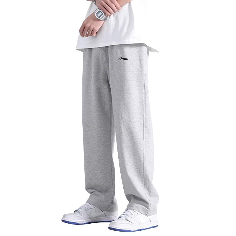 Логотип Li Ning Дышащие Удобные Студенческие Универсальные Повседневные Брюки Спортивные Брюки Прямого Покроя на Шнуровке Унисекс AWDU24-1