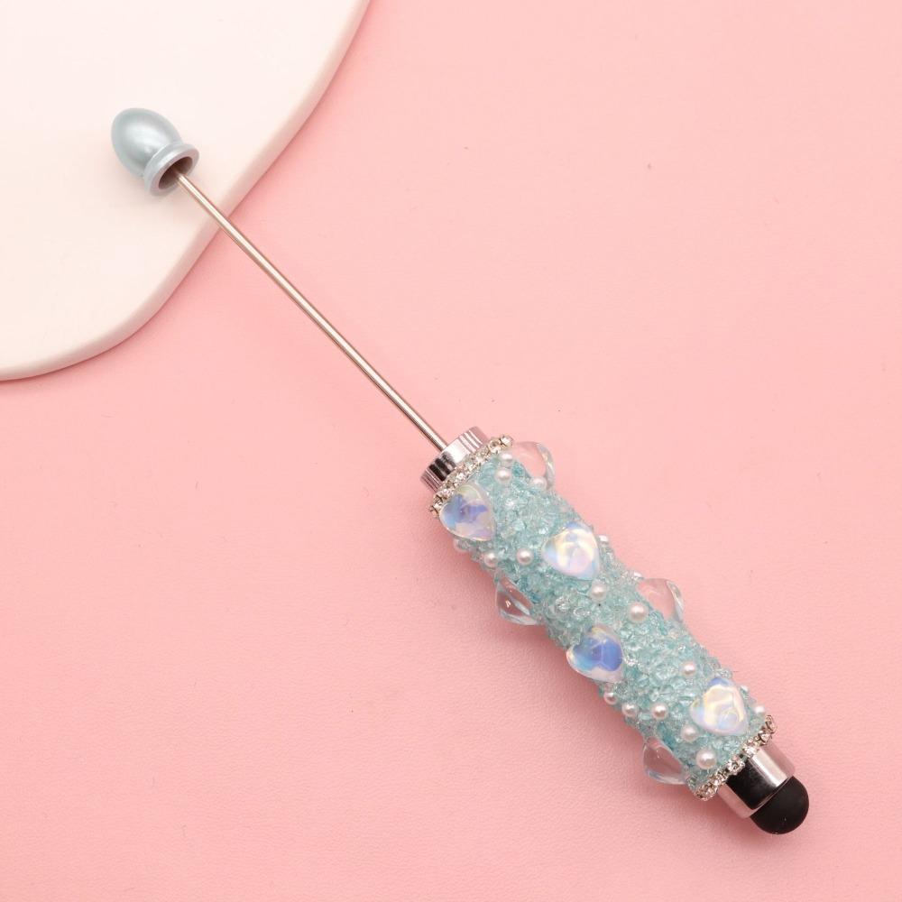1pc DIY Beadable Beadable Pen Heart Diamond Ballpoint Pen Aesthetic Writing Tool  Students