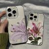 Чехол для телефона с узором из розово-фиолетовых лилий для серий iPhone 17 16 15 14 13 12 11 16E Pro Max Plus