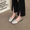 2025 Spring and Summer New French Bow Women's Single Shoes Fashionable Versatile Ladyshoes Ballet Shoes Gentle Grandma Shoes Women