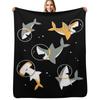 Sharks In Space Throw Blanket Warm Napping Blanket for Office Couch Bed