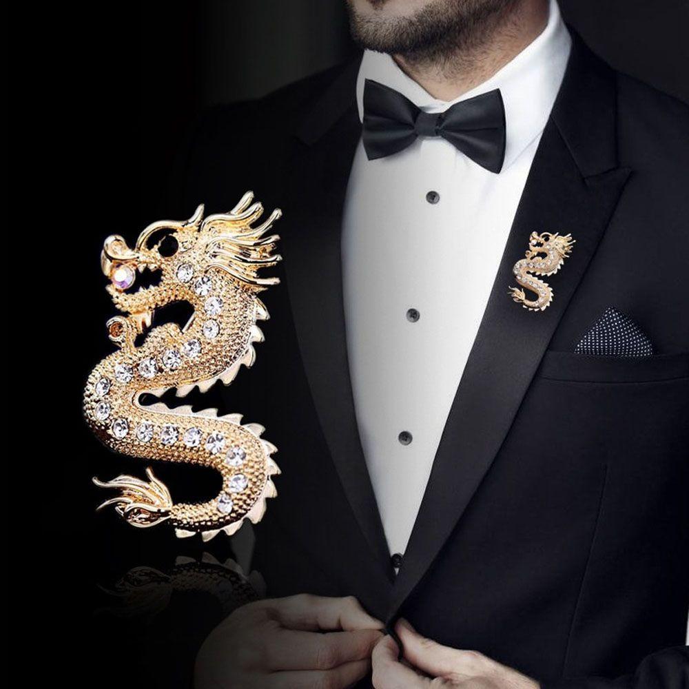 Dragon Fashion Gift Men's Collar Clothing Decorative Corsage Jewelry Brooch Pins Suit Accessories
