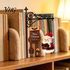 Decorative Metal Book Supports Christmas Bookshelf Hanging Light, Snowman Nook Lamp, Cozy Office Desk Decorations Floating Library Lantern Decor,