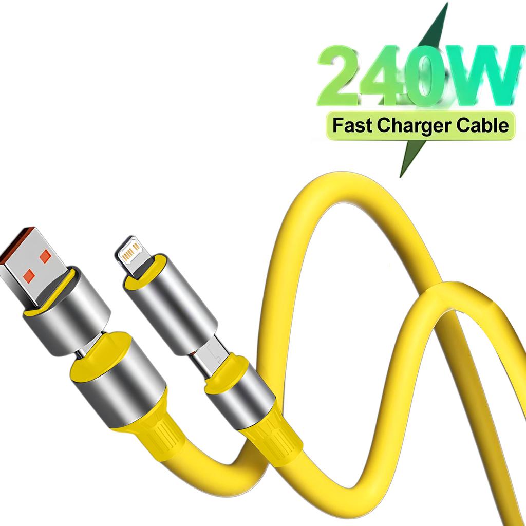 4 в 1 240 Вт Кабель для быстрой зарядки для iPhone15 16 17 Android USB Type C Зарядный кабель Многопортовый Несколько USB Зарядная проволока Линия