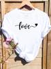 (Asian Size) Women's Love Letter Sweet Style Cute Top T Clothing Casual Fashion Print Female Casual Graphic Tee Short Sleeve T-shirts