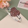Heart Shape Bangle Natural Mozambique Red Garnet Heart-shaped Drop Bangle Natural Gemstone Fine Jewelry for Women 925 Sterling Silver