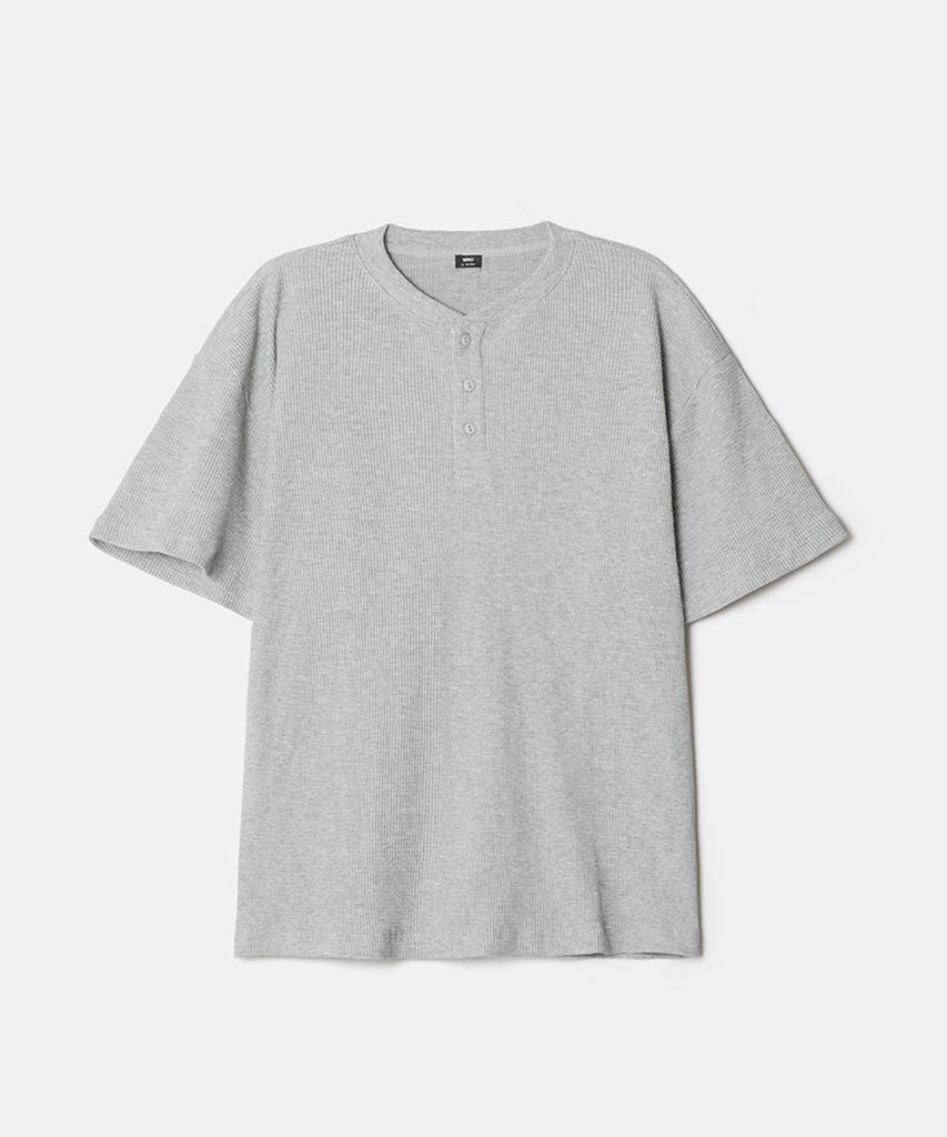 Футболка-henley с вафельной текстурой и коротким рукавом Seupao_Sprwg25C05