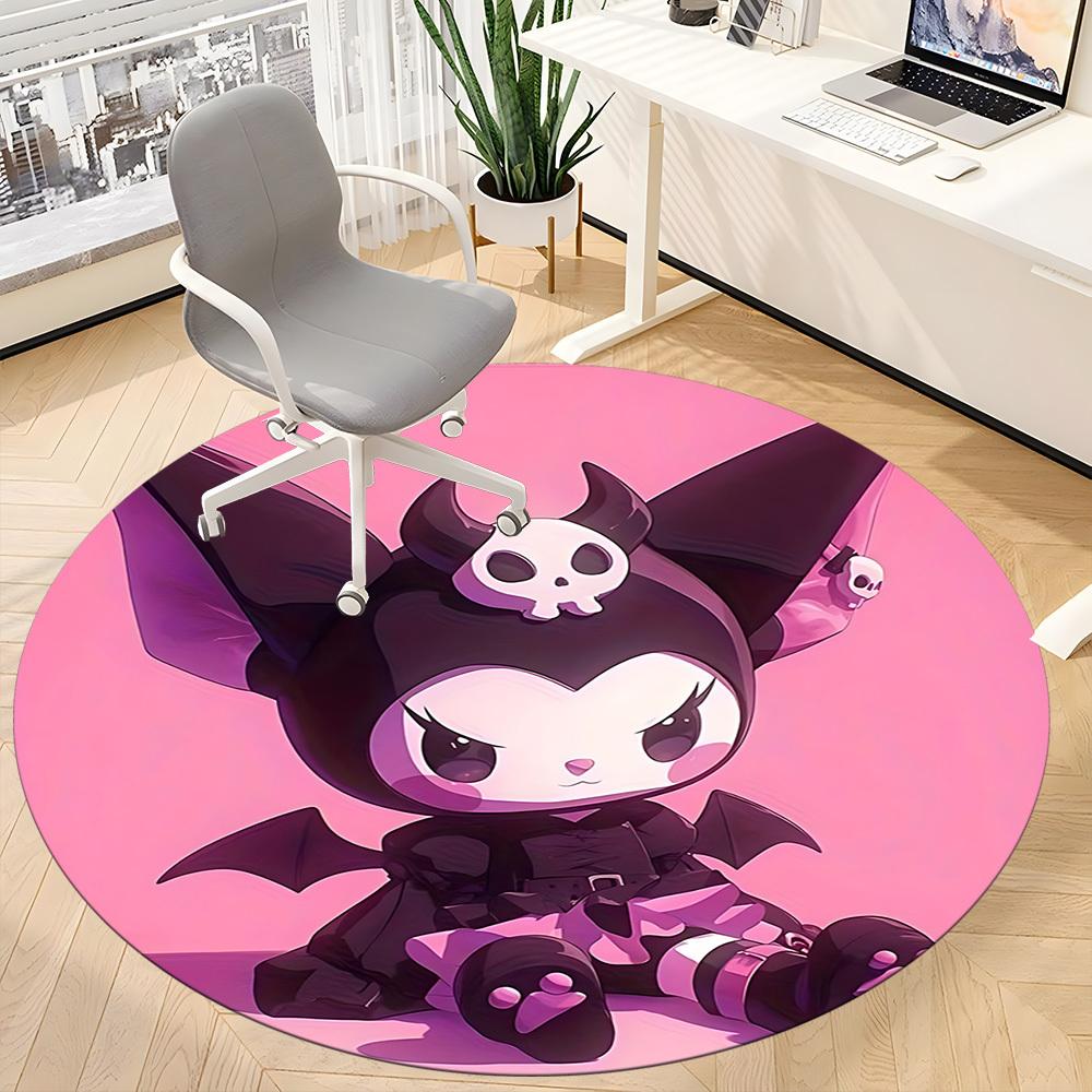 Круглый коврик для офиса Kuromi Sanrio, под офисные стулья, спальня, гостиная, домашний декор a0908197