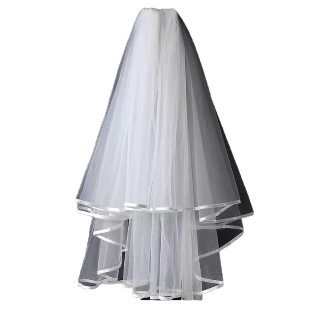 Bow Wedding Veil Pearl Accessories Women's Tulle New Bridal Veil Bridal Photoshoot