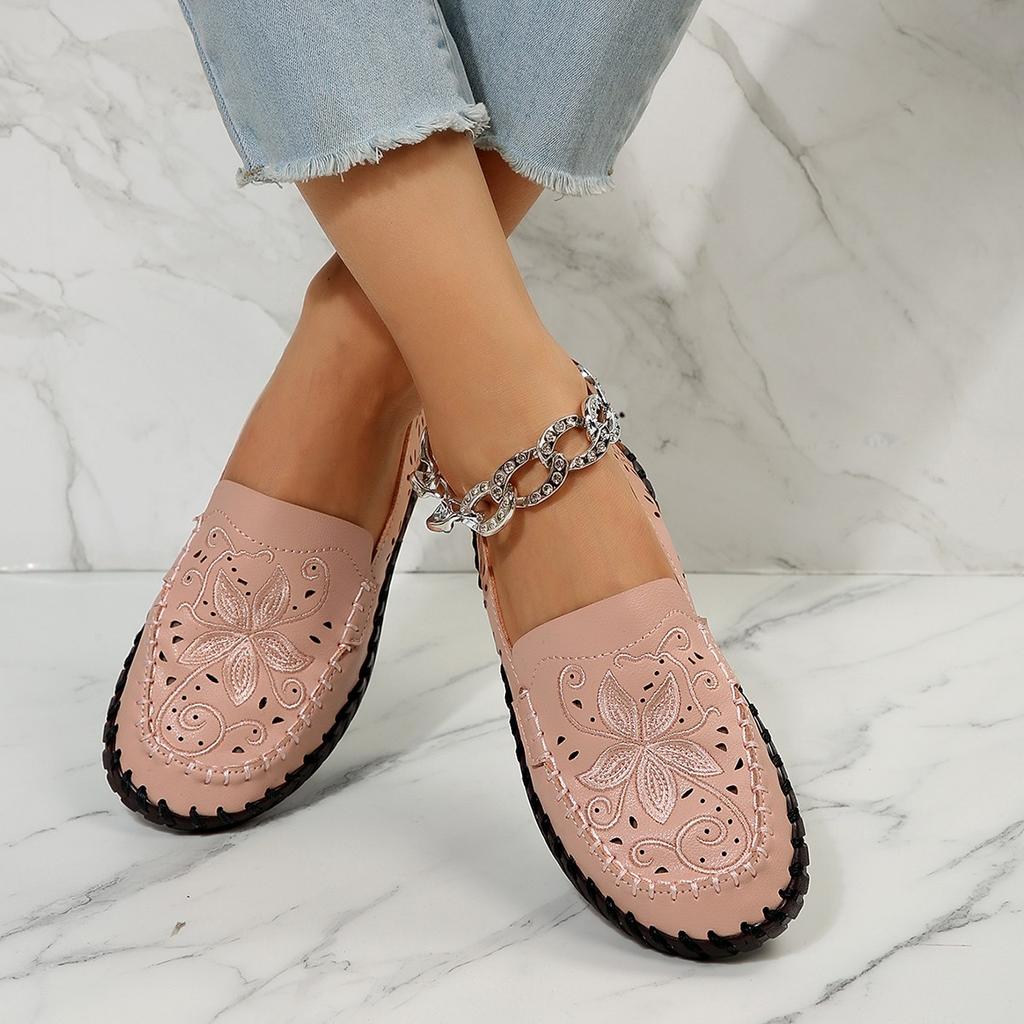 Women's Shoes 2024 PU Leather Women's Flats Shoes Breathable Hollow Out Moccasins Loafers Women Casual Slip-on Ladies Shoes