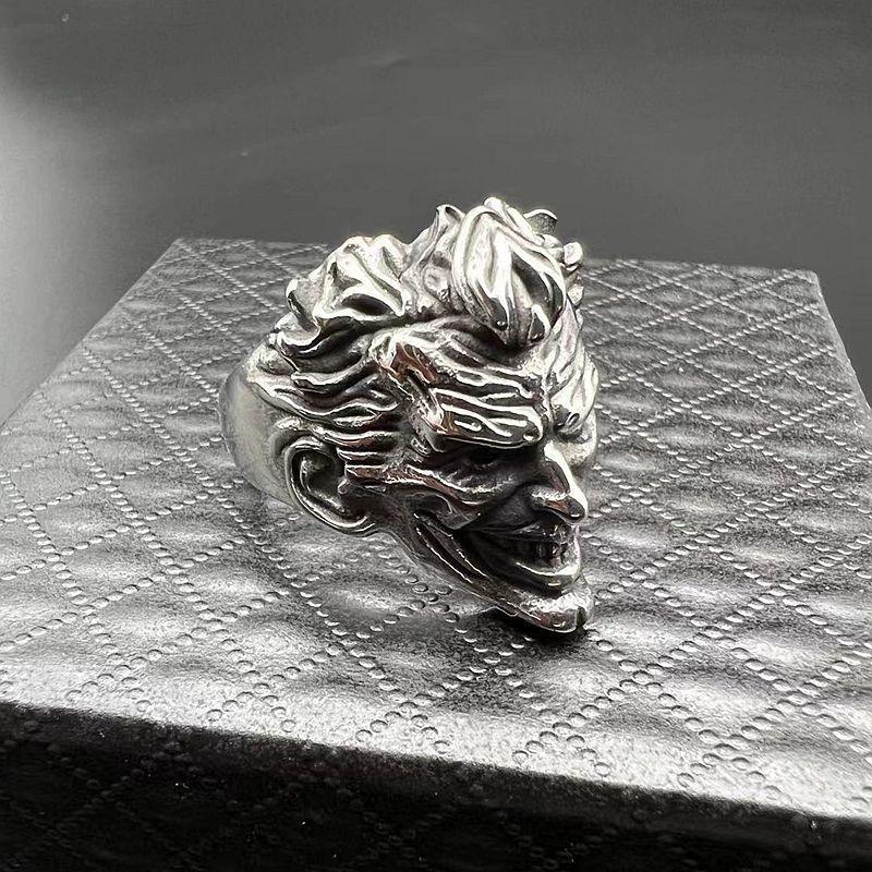 New Punk Ring Retro Clown Head Three-dimensional Engraving Men's Ring