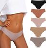 Ice Silk Women's Cloud Lotus Leaf Edge Seamless Underwear One Piece Breathable Pure Cotton Crotch Underwear Women's Summer