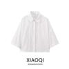 Fashion Style 2024 Summer New Women's Clothing Elegant White Short Sleeve Stand Collar Embroidery Short Shirt 3564115