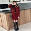 Girls' Red Princess-Style Two-Piece Suit for Autumn/Winter