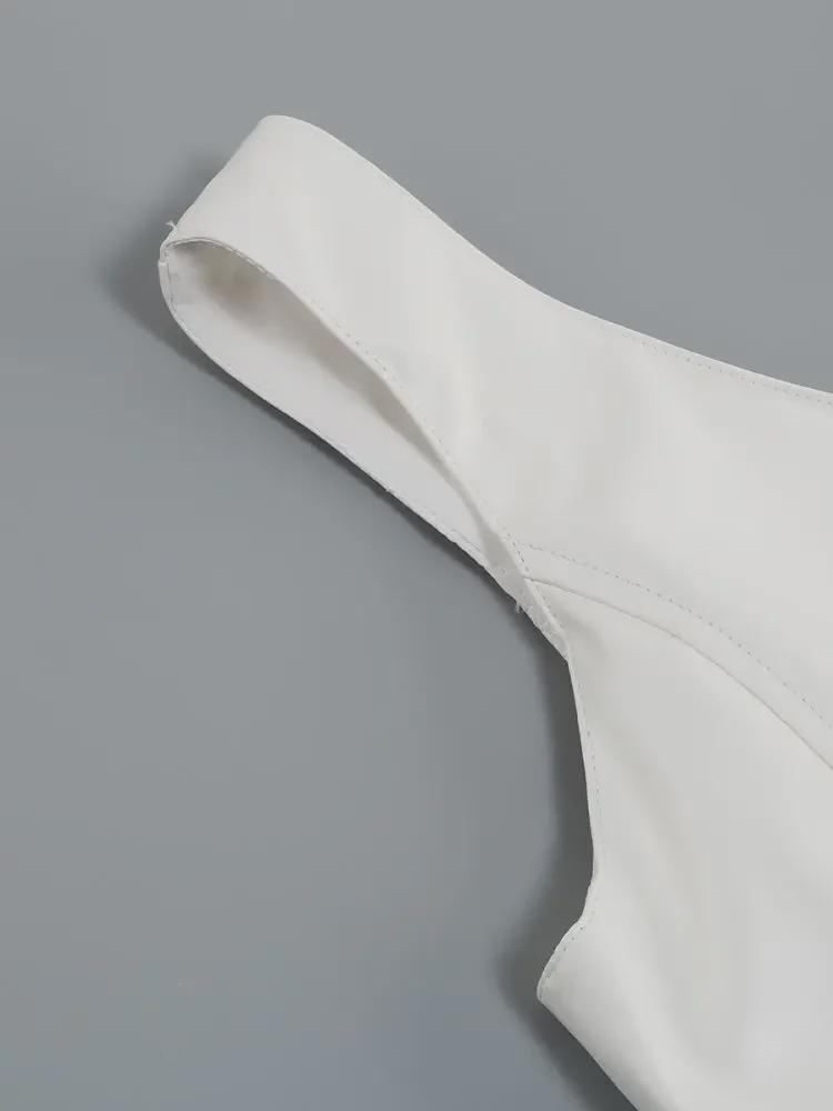 Европейская и американская женская мода высокого класса: Сексуальный топ на бретельках и юбка на бедрах из двух частей костюма