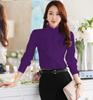 Женская рубашка из шифона с длинным рукавом в корейском стиле со стоячим воротником - облегающий теплый слой