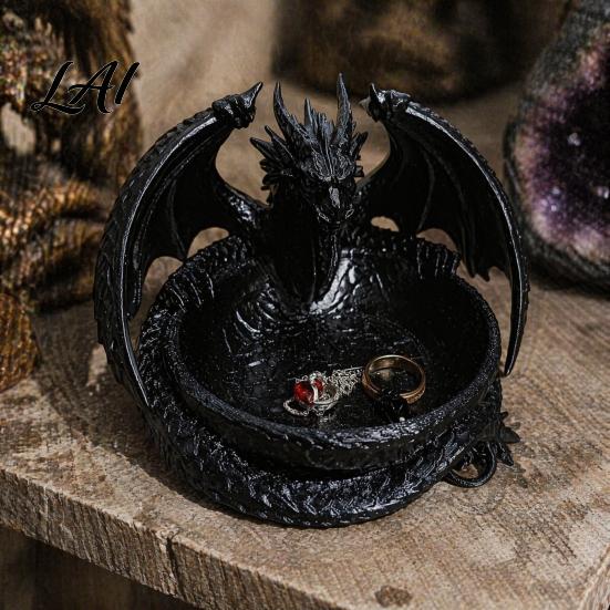 Маленький органайзер 3D-печатный поднос-хранилище в виде дракона для украшений, ключей, декоративный настольный с скульптурой, детализированные фэнтезийные чешуя и крылья, большой