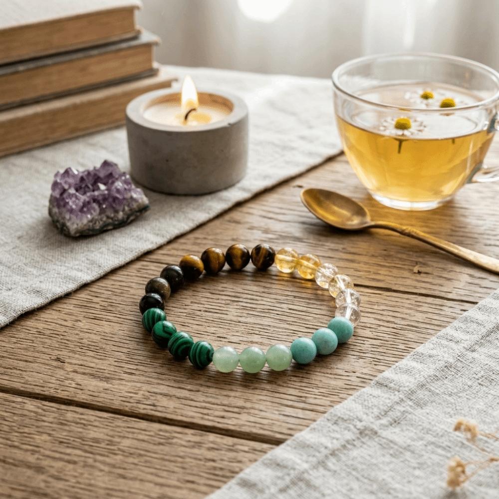 Vintage Stone Beads Bracelet Bohemian Wrist Chain Bracelet for Women Elastic Bangles Attract Wealth Bracelets Ladies Jewelry