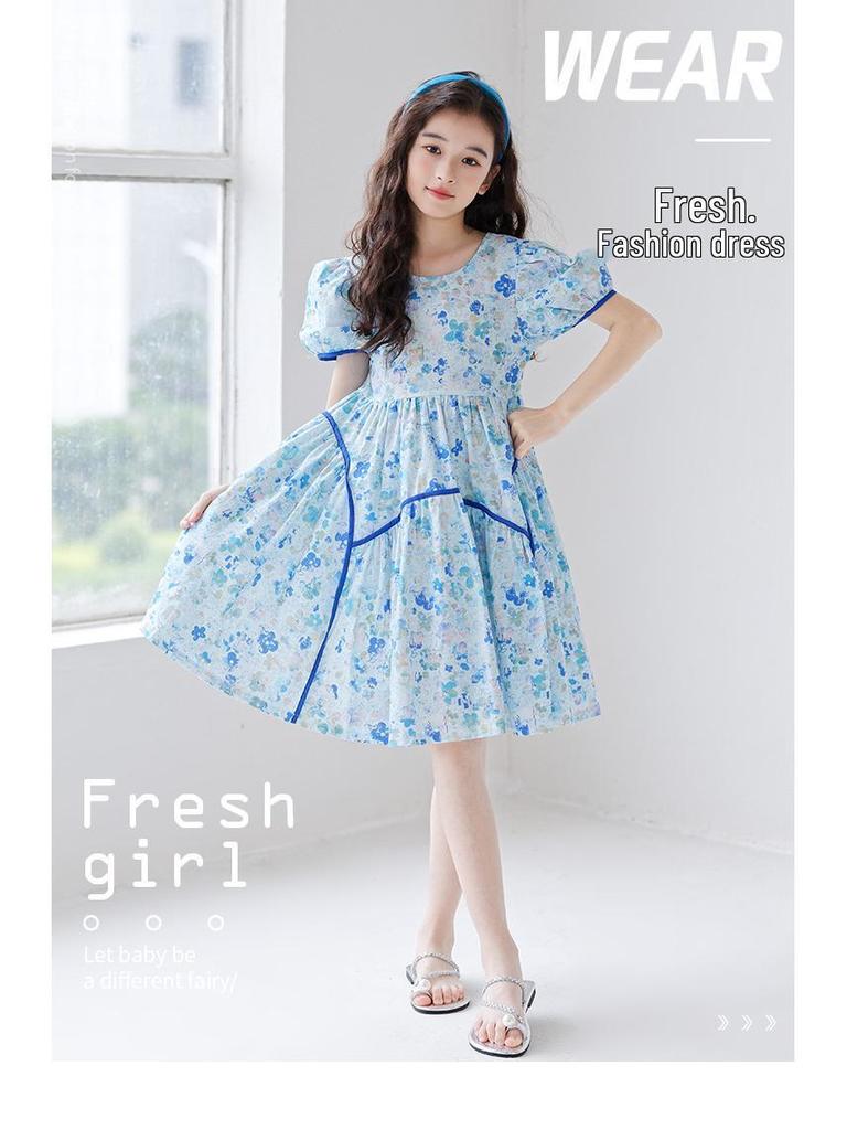 Летнее платье принцессы с цветочным принтом и сборками-смоками для мамы и дочки - Пляжный наряд в корейском стиле для девочек