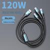 66W Braided Three-in-One Type-C Fast Charging Cable for Huawei