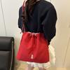 Retro Drawstring Bucket Bag Korean Style Tote Bag Vintage Denim Canvas Bag  Women