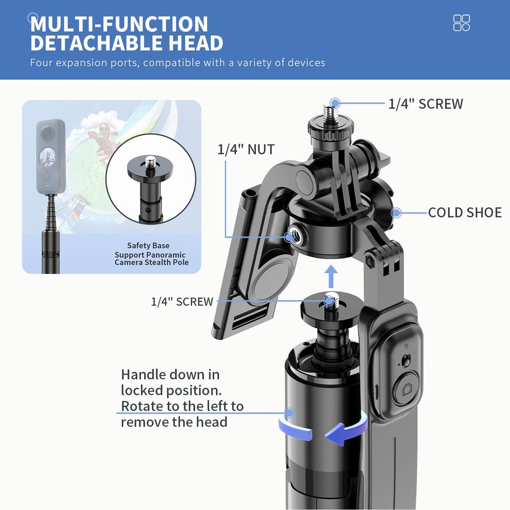 79.5-Inch Multi-function Selfie Stick Portable Gimbal Stabilizer with Aluminum Alloy Telescoping