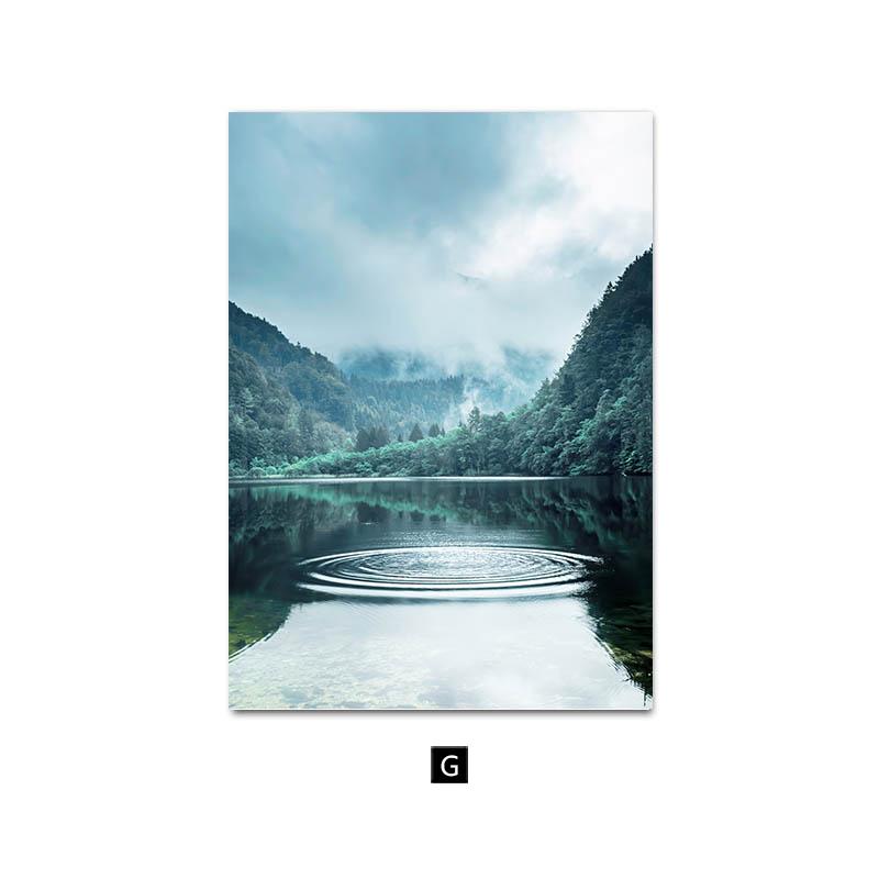 Природа Пейзаж Живопись Озеро Снежная Гора Холст Плакат Скандинавский Стиль Художественный Принт Лесная Пристань Цитаты Украшение Стены Изображение