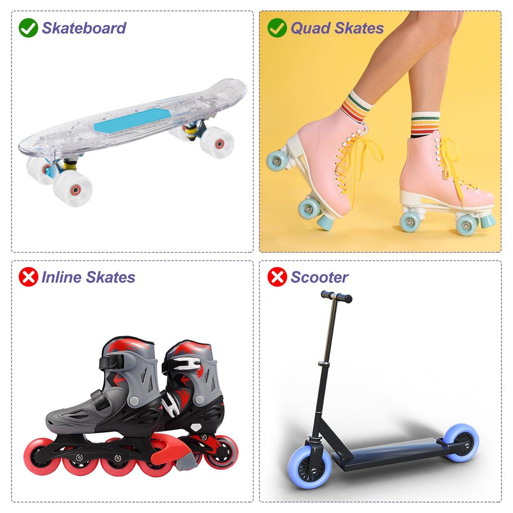 PATIKIL Roller Skate Wheel Set 8pcs 58 Mm 82A Light Up Skateboard Cruiser Wheel Set with Bearing Track Tool Kit for Outdoor Double Row Skating Red