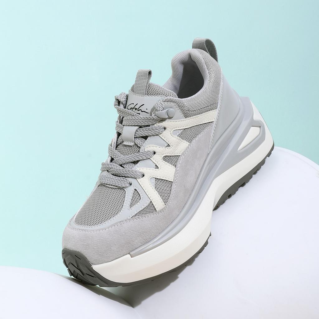 Shachi Sport Breathable Mesh Splicing Comfortable and Versatile Thick-Soled Women's Casual Shoes, College Style Dad Shoes