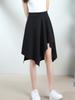 Black Draped High Waist Stretch Midi Skirt - Versatile Spring/Summer Slimming Design for Women