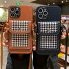 Применимо к iphone13 косой ремешок вставка для карты чехол для мобильного телефона клетчатый сменный кошелек-картхолдер кожаный чехол защитный чехол XRXS