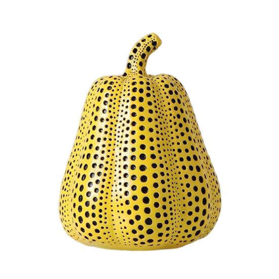 Статуэтка тыквы в желтый горошек Мини-скульптура из смолы тыквы Фигурка тыквы в горошек Главная