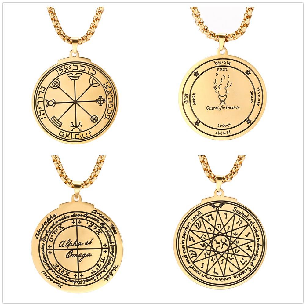 Key of Solomon Necklaces Pentacle of the Sun Mercury Jupiter Alpha Master of EternityTalisman Stainless Steel Necklaces