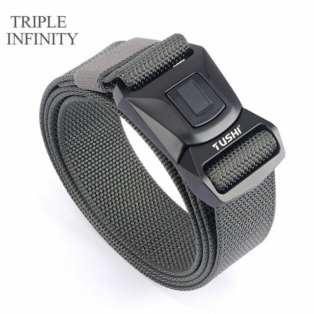 Новый мужской ремень для брюк, цинковый сплав, сменная пряжка, защитные мужские ремни для работы на открытом воздухе, быстросохнущий прочный нейлоновый повседневный вязаный ремень