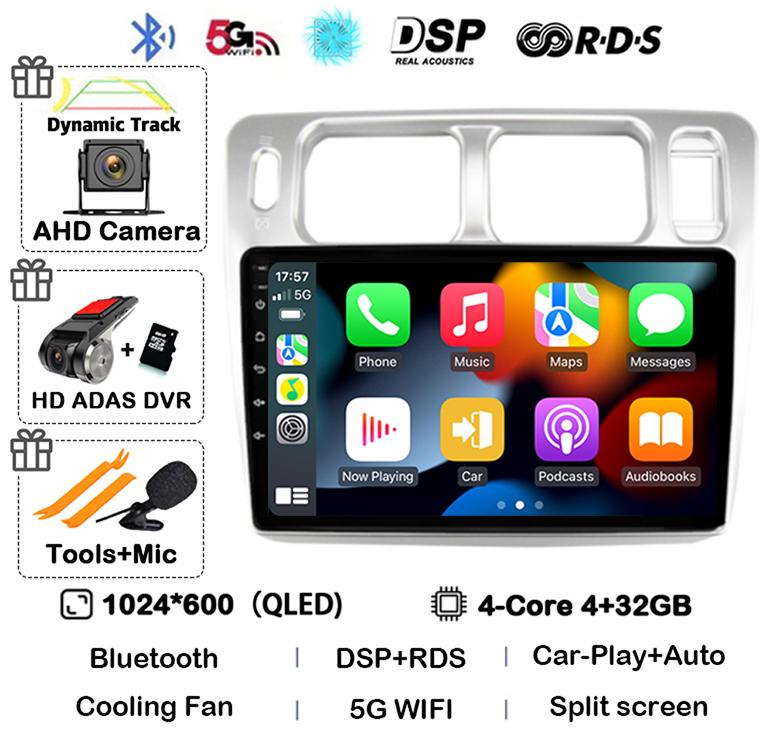 Android 14 беспроводной авто Carplay для Mitsubishi Pajero iO 1998-2007 автомобильный радиоприемник GPS навигация 4G WIFI мультимедийный видеоплеер DSP