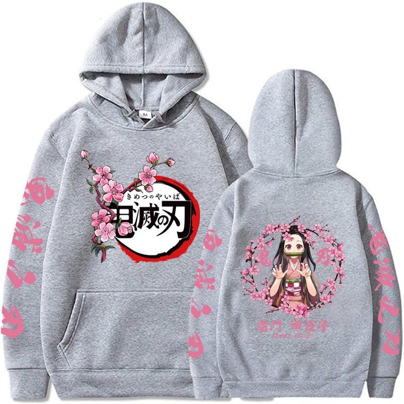 Japan Anime Kawaii Demon Slayer Kamado Nezuko Manga Hoodies Sweatshirts Tops Pullovers Streetwear Unisex Cartoon Sweatshirt