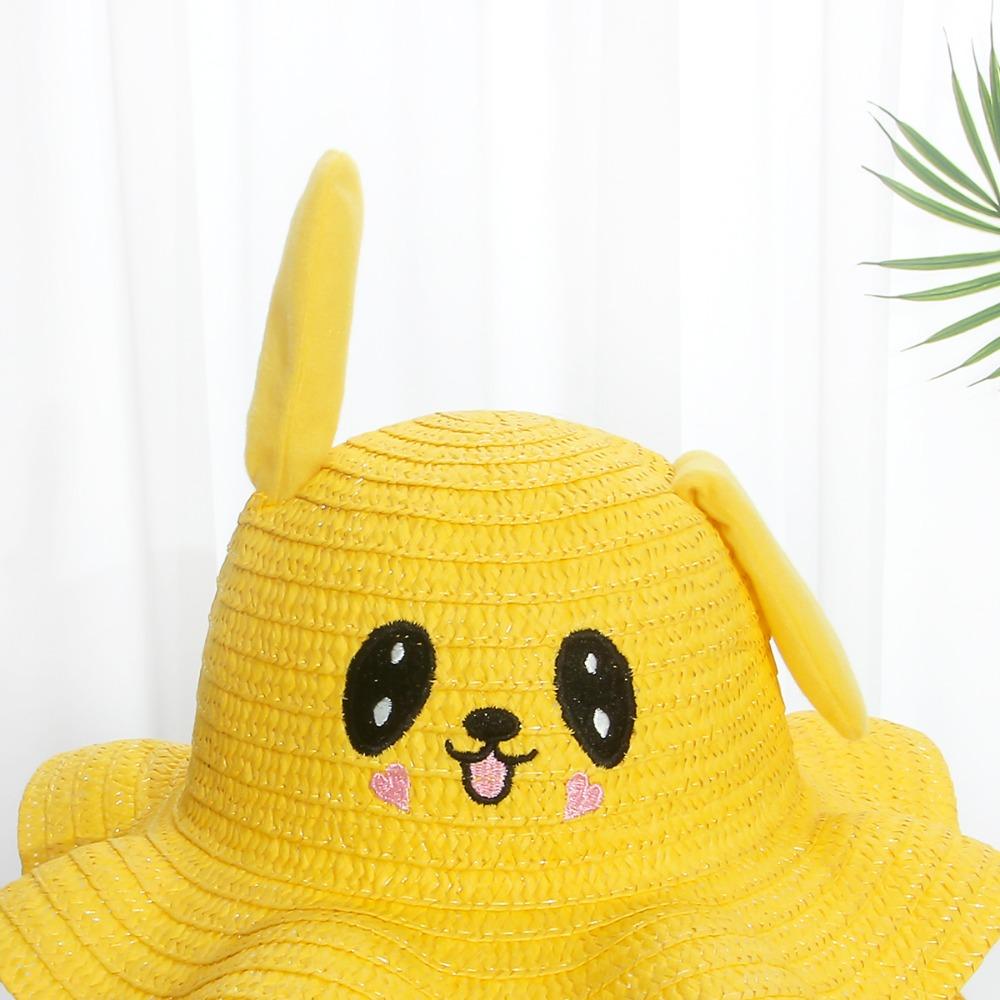 Moving Ears Rabbit Straw Hats Breathable Sun Hat Multifunctional Children's Hats  Summer Girls Boys