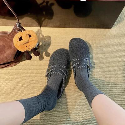 Популярные в интернете шерстяные шлепанцы Birkenstocks на толстой подошве, ленивые мохнатые туфли, женская уличная обувь 2025 осень-зима, увеличение роста, мохнатые полушлепанцы